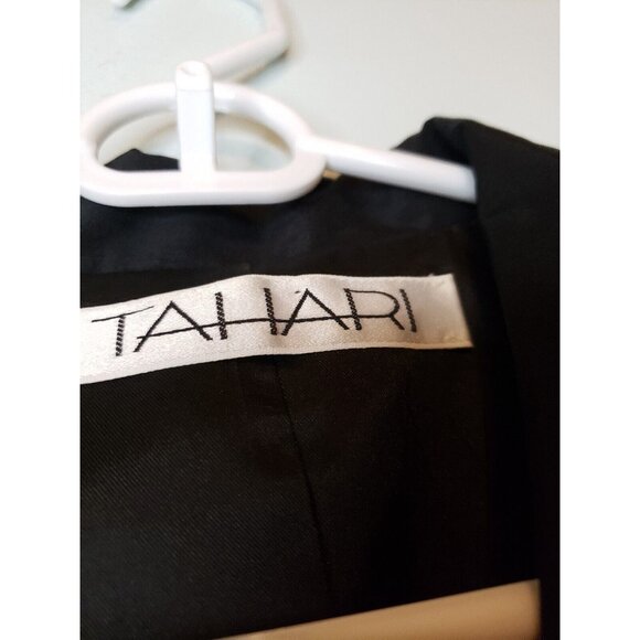 Vintage Tahari Womens 8 Blazer Long Sleeve Button Closure 100% Silk Black Pocket - Picture 5 of 6